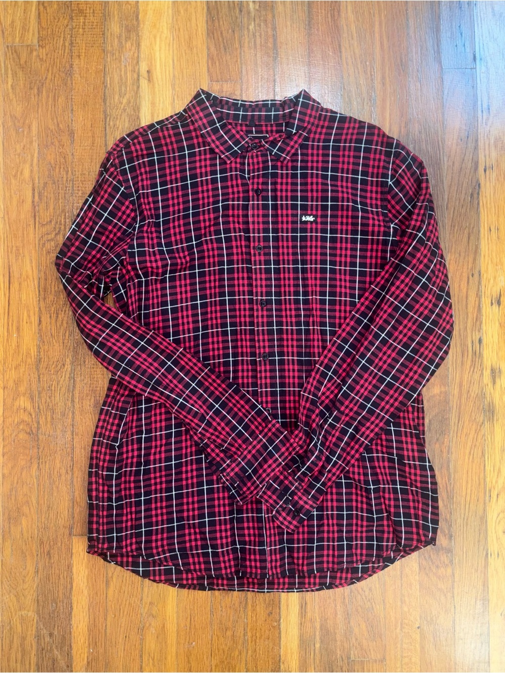 Lrg Red and Black Plaid Button-Down Shirt